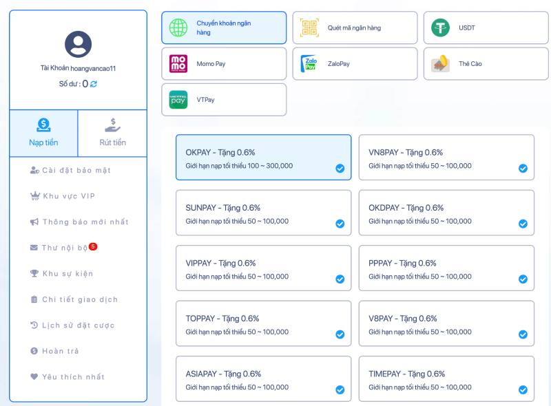 Quy trình nạp tiền F8BET chuẩn và an toàn